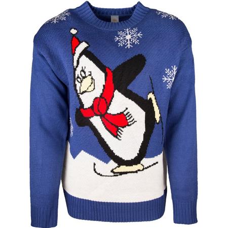 JAP Foute kersttrui - Noordpool Pinguin | Dames en heren | Maat XL | Donkerblauw